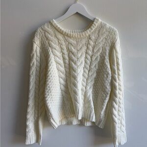 South Moon Under Mon Ami White Cable knit Sweater, L